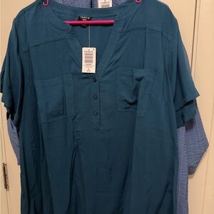Torrid Deep Teal Casual Button-Down Shirt